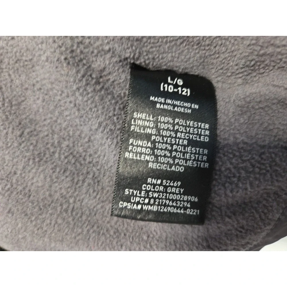 Swiss Tech Boys Grey Puffer Jacket Hooded Fleece Lined Size L 10-12